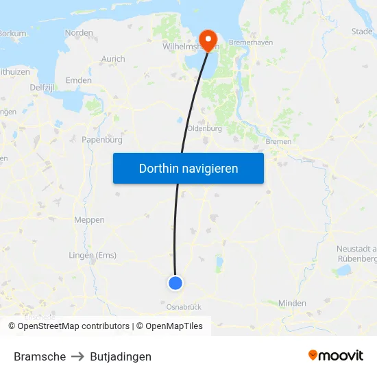 Bramsche to Butjadingen map