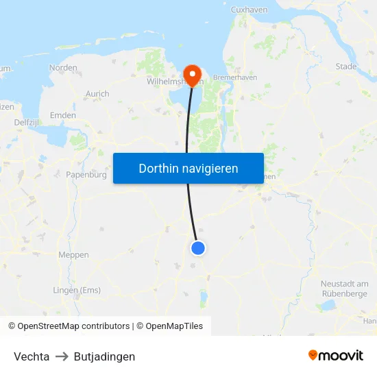 Vechta to Butjadingen map