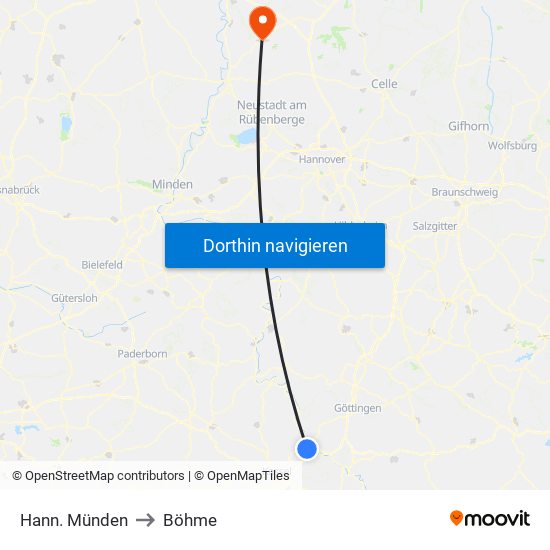 Hann. Münden to Böhme map