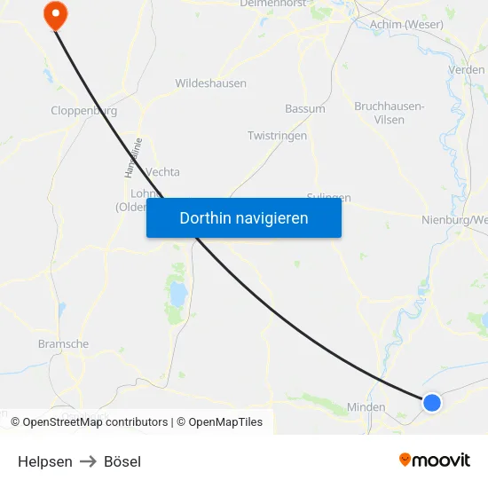 Helpsen to Bösel map