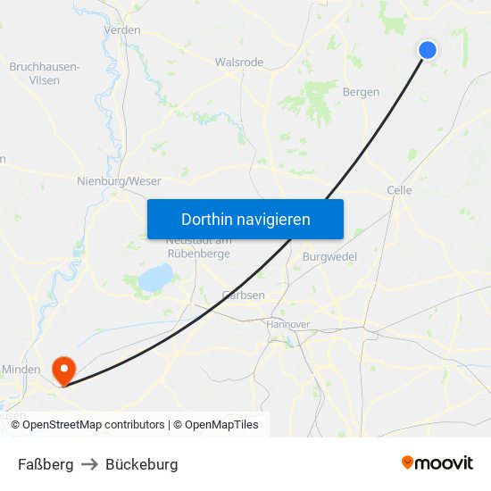 Faßberg to Bückeburg map
