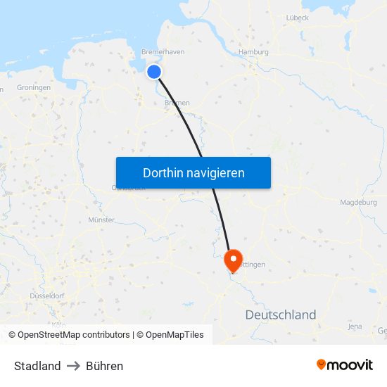 Stadland to Bühren map