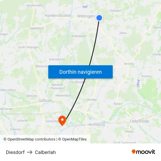 Diesdorf to Calberlah map