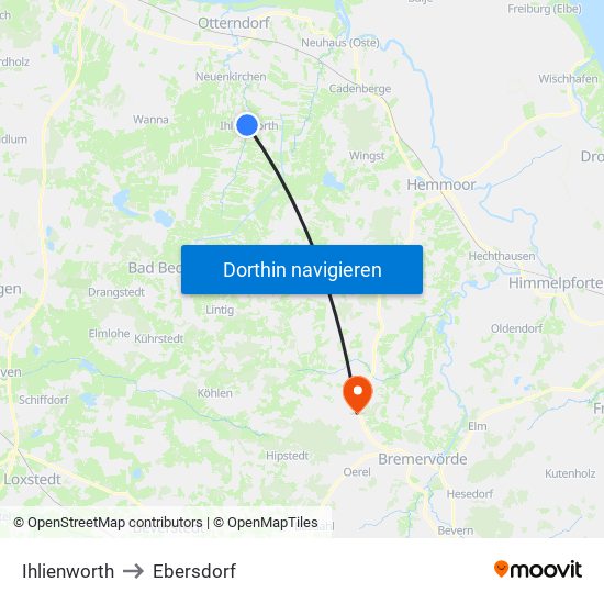 Ihlienworth to Ebersdorf map