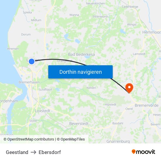 Geestland to Ebersdorf map