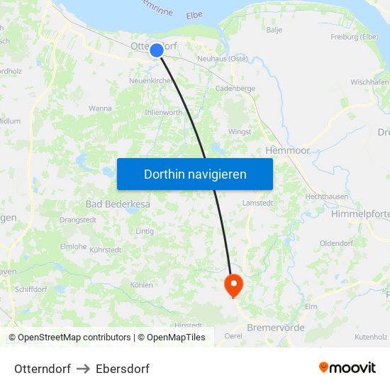 Otterndorf to Ebersdorf map