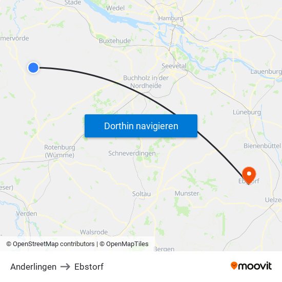 Anderlingen to Ebstorf map