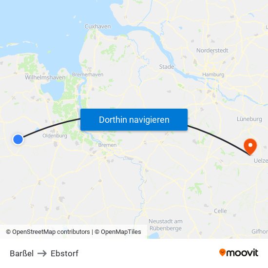 Barßel to Ebstorf map