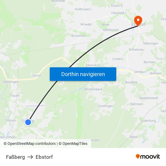 Faßberg to Ebstorf map