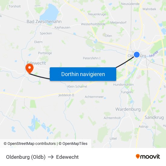 Oldenburg (Oldb) to Edewecht map