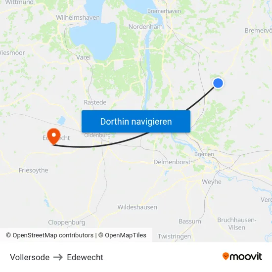 Vollersode to Edewecht map