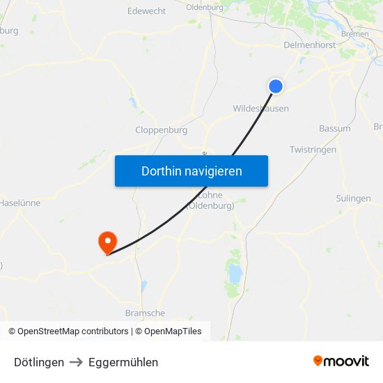 Dötlingen to Eggermühlen map