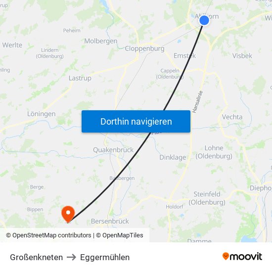 Großenkneten to Eggermühlen map