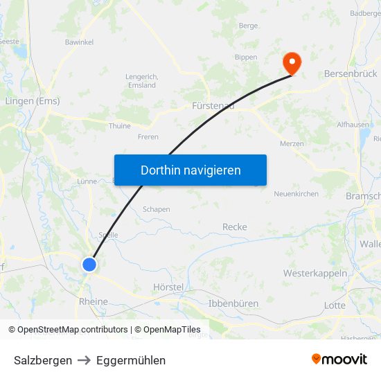 Salzbergen to Eggermühlen map