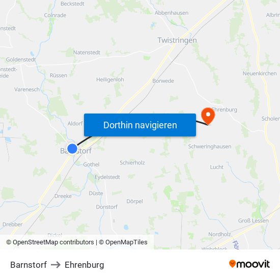 Barnstorf to Ehrenburg map