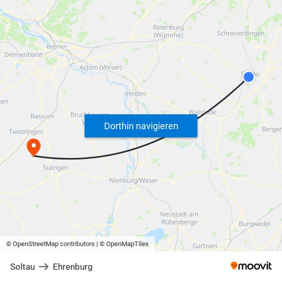 Soltau to Ehrenburg map