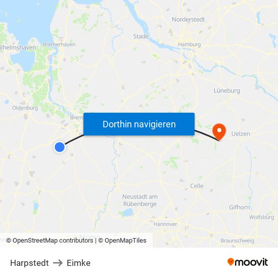 Harpstedt to Eimke map