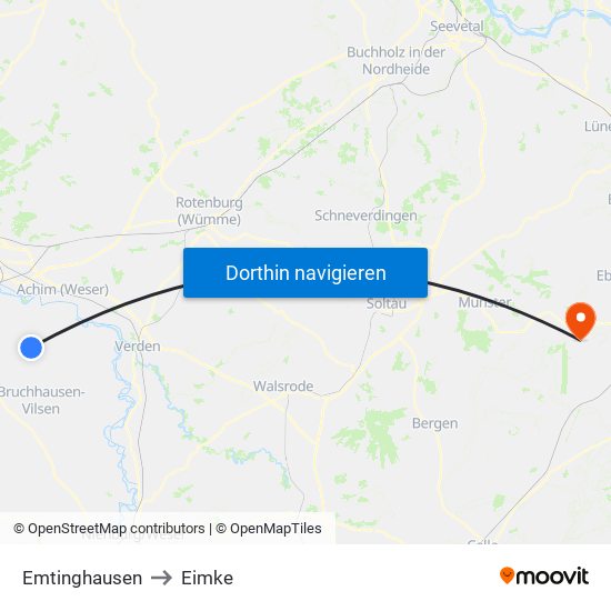 Emtinghausen to Eimke map