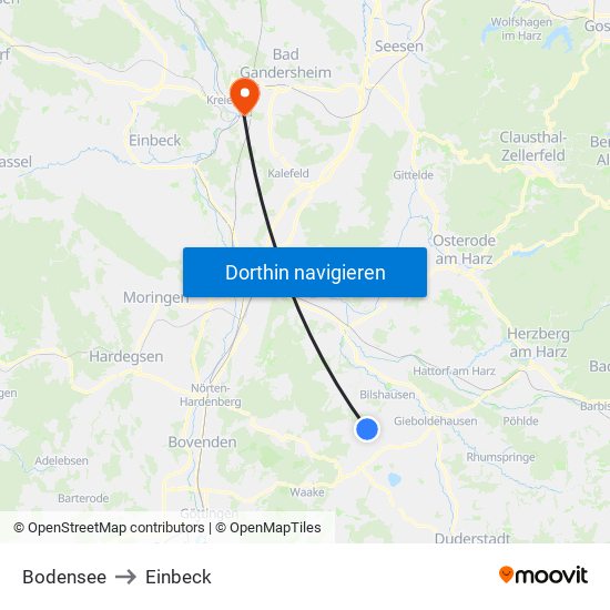 Bodensee to Einbeck map