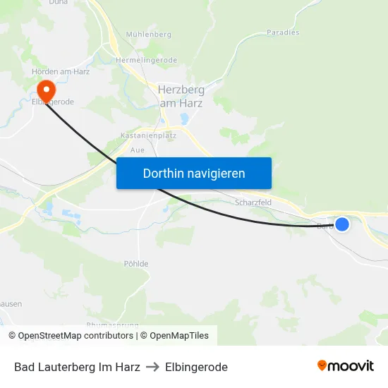 Bad Lauterberg Im Harz to Elbingerode map