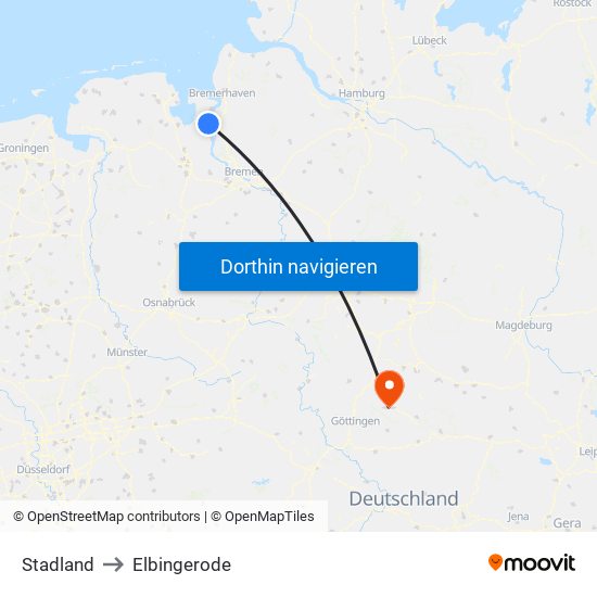 Stadland to Elbingerode map