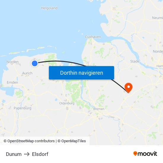 Dunum to Elsdorf map
