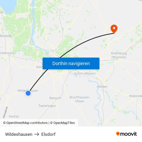 Wildeshausen to Elsdorf map