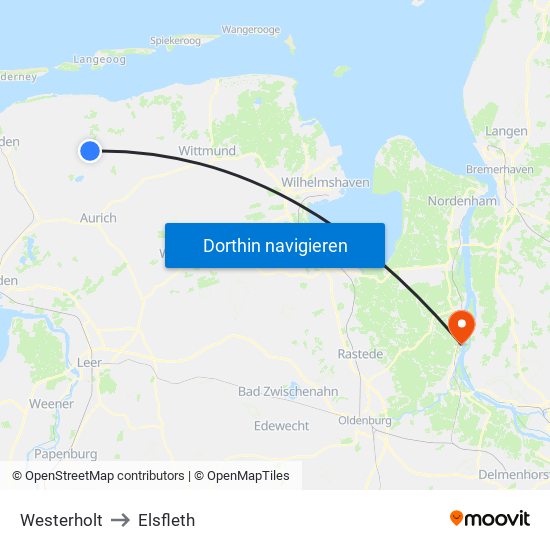Westerholt to Elsfleth map