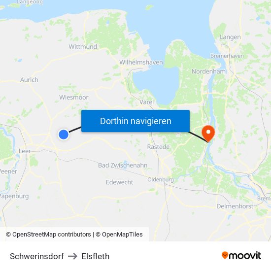 Schwerinsdorf to Elsfleth map