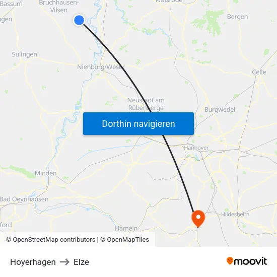 Hoyerhagen to Elze map