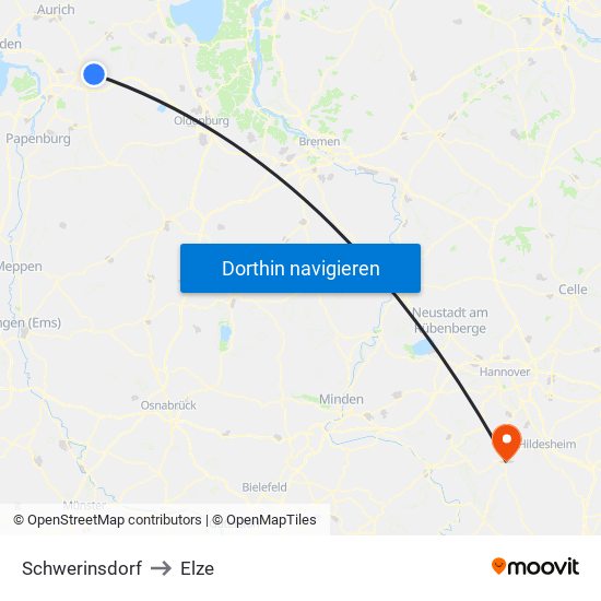 Schwerinsdorf to Elze map