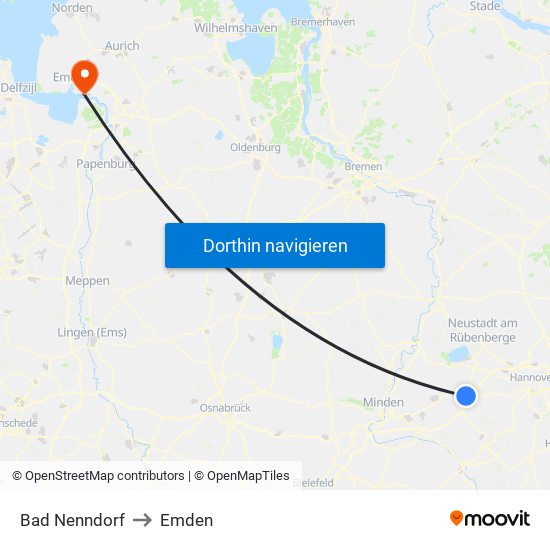 Bad Nenndorf to Emden map