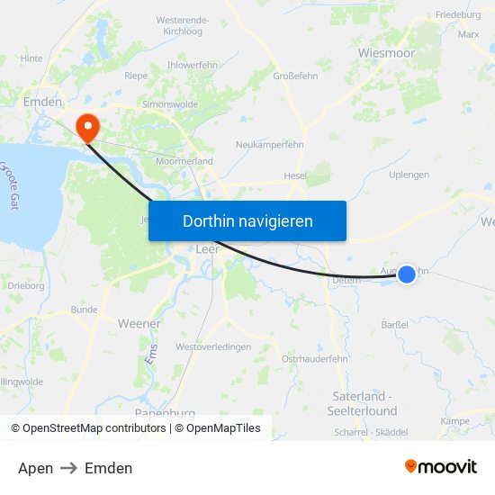 Apen to Emden map