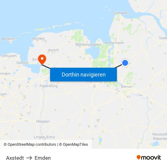 Axstedt to Emden map