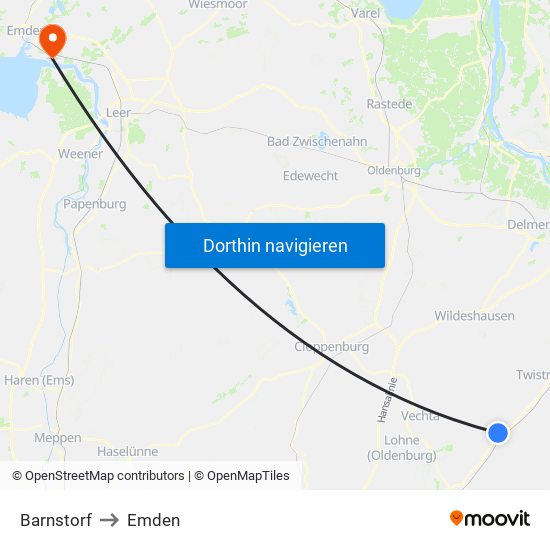 Barnstorf to Emden map