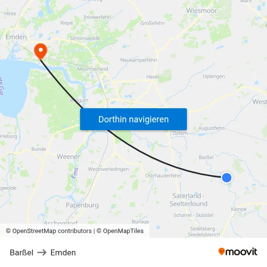 Barßel to Emden map