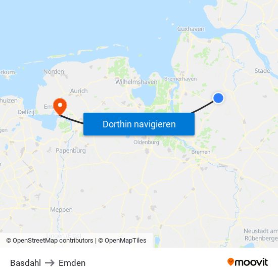 Basdahl to Emden map