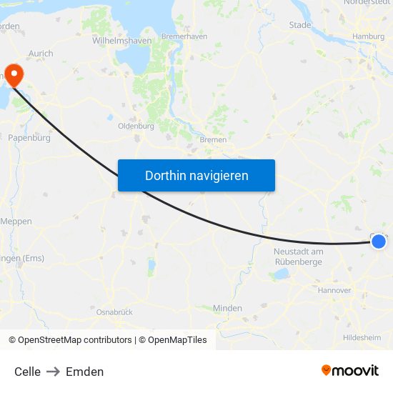 Celle to Emden map