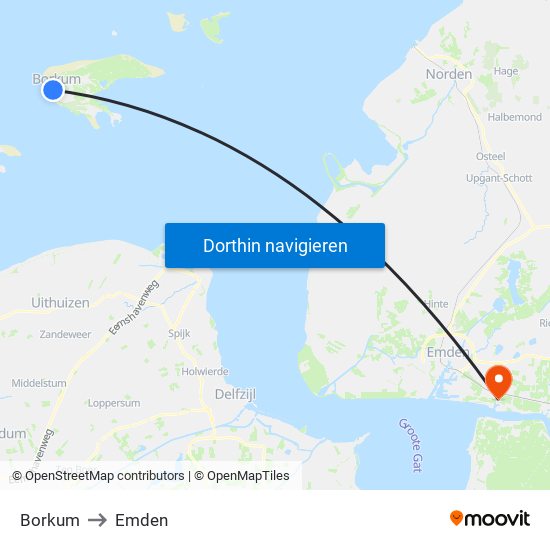 Borkum to Emden map