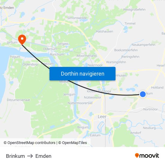 Brinkum to Emden map