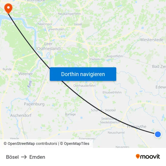 Bösel to Emden map