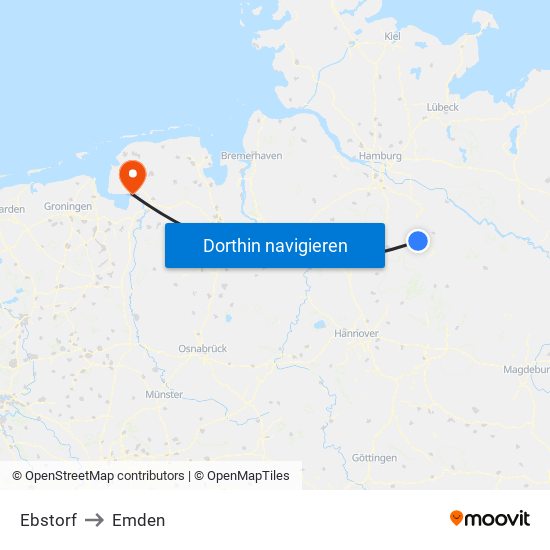 Ebstorf to Emden map