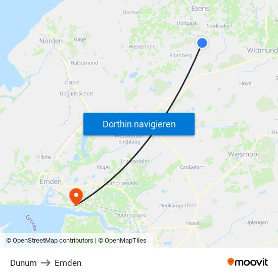 Dunum to Emden map