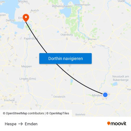 Hespe to Emden map