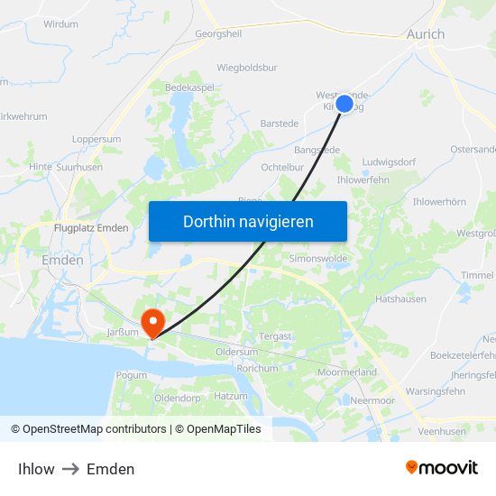 Ihlow to Emden map