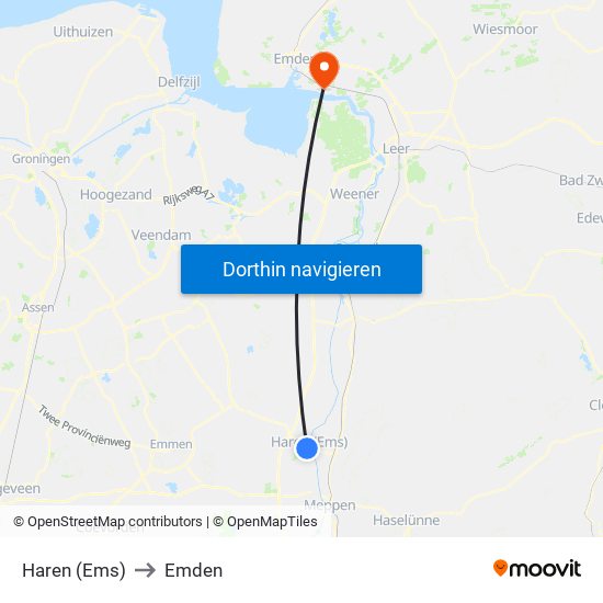 Haren (Ems) to Emden map