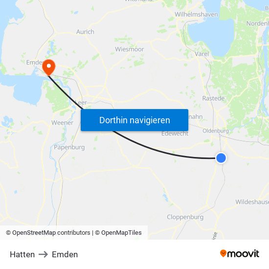 Hatten to Emden map