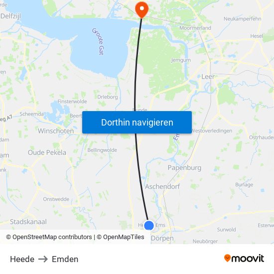 Heede to Emden map