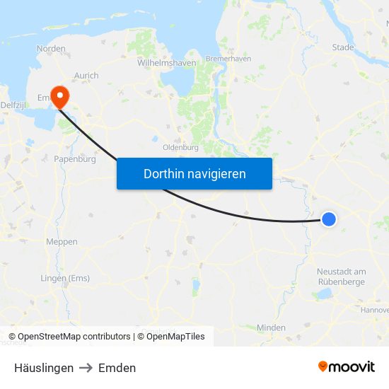 Häuslingen to Emden map