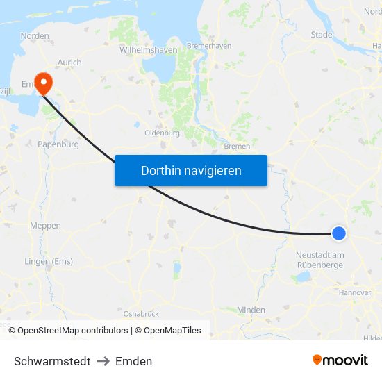 Schwarmstedt to Emden map